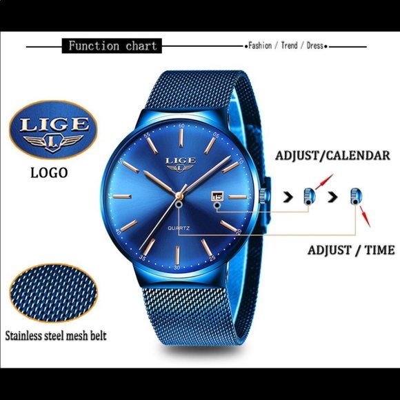 New Quartz Full Blue Mesh Stainless steel watch? main image 4